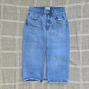 Midi Distressed Denim Lightwash Skirt